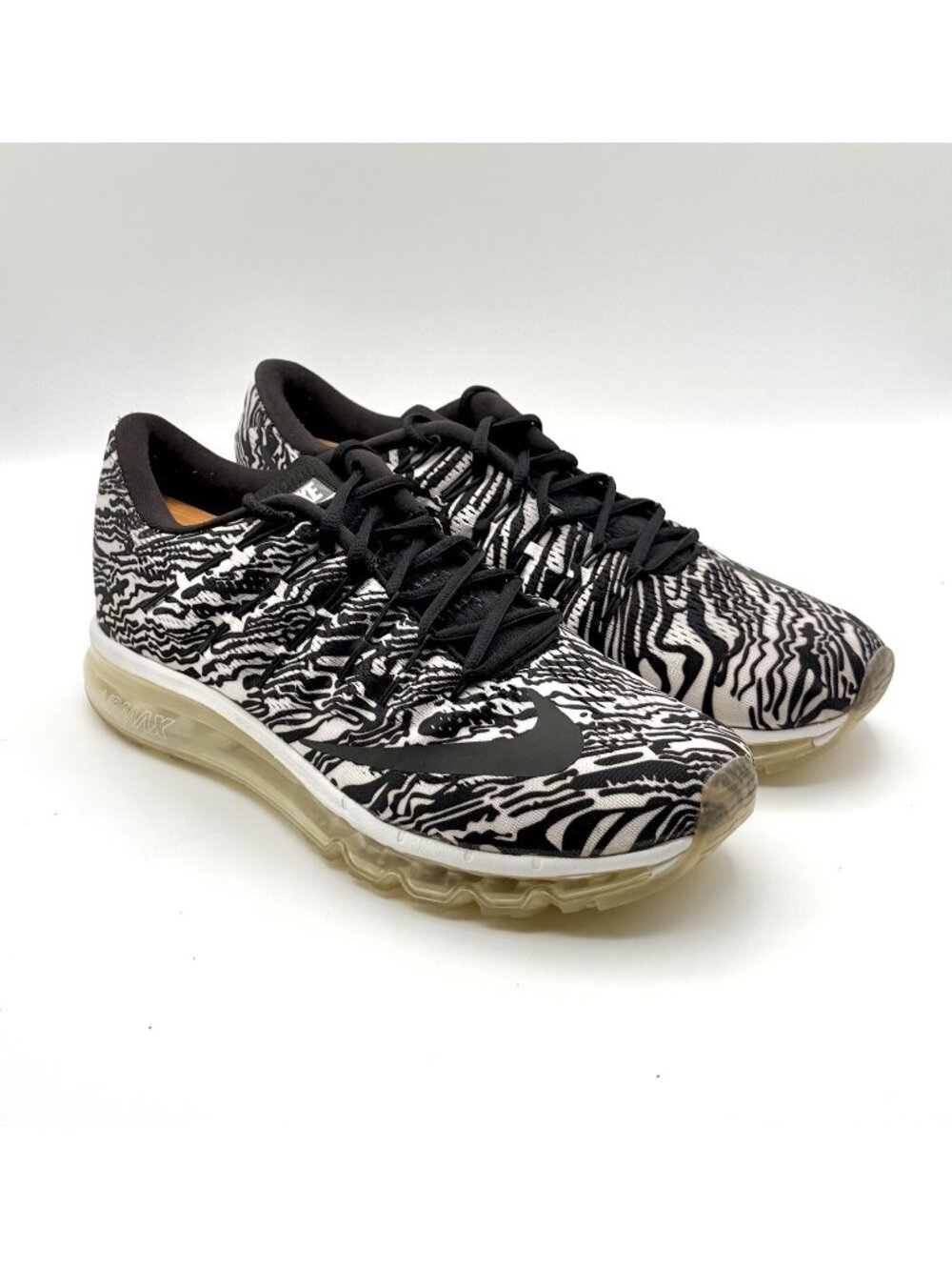 Nike Air Max 2016 Men's Size 12 Running Shoes Black White Oreo Zebra - VGC